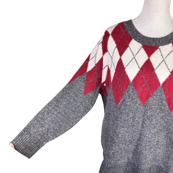 Torrid Red and Gray Argyle Sweater EUC - Picture 6 of 15